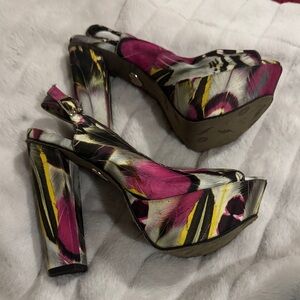 Betsy Johnson Women's Platform Heels - Pink, Yellow, Black